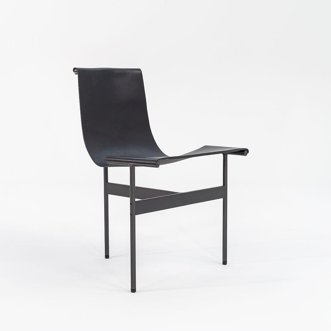 American TG-10 Sling Dining Chair in Black Leather with Blackened Frame Laverne For Sale