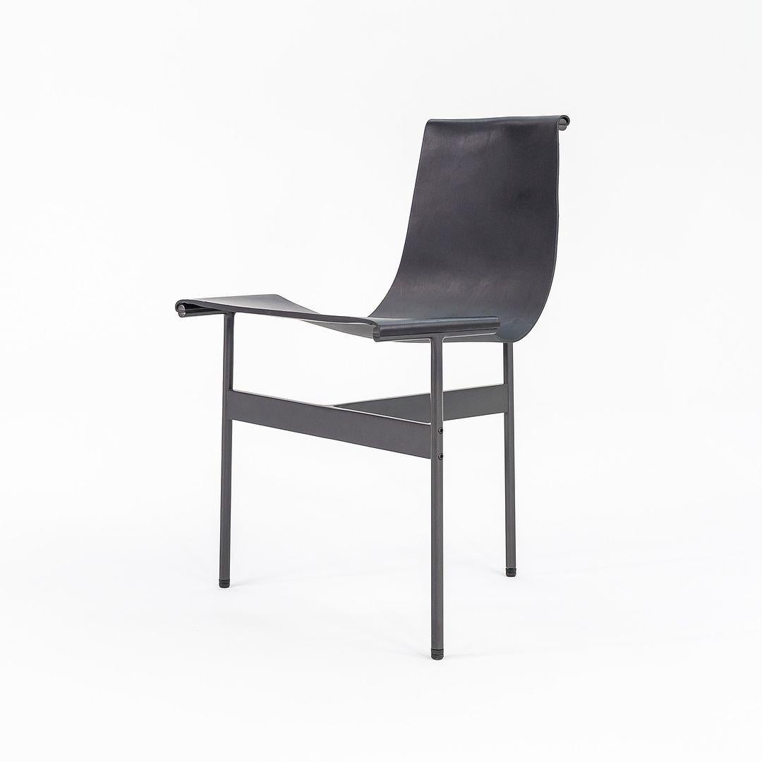 American TG-10 Sling Dining Chair in Black Leather with Blackened Frame Laverne For Sale