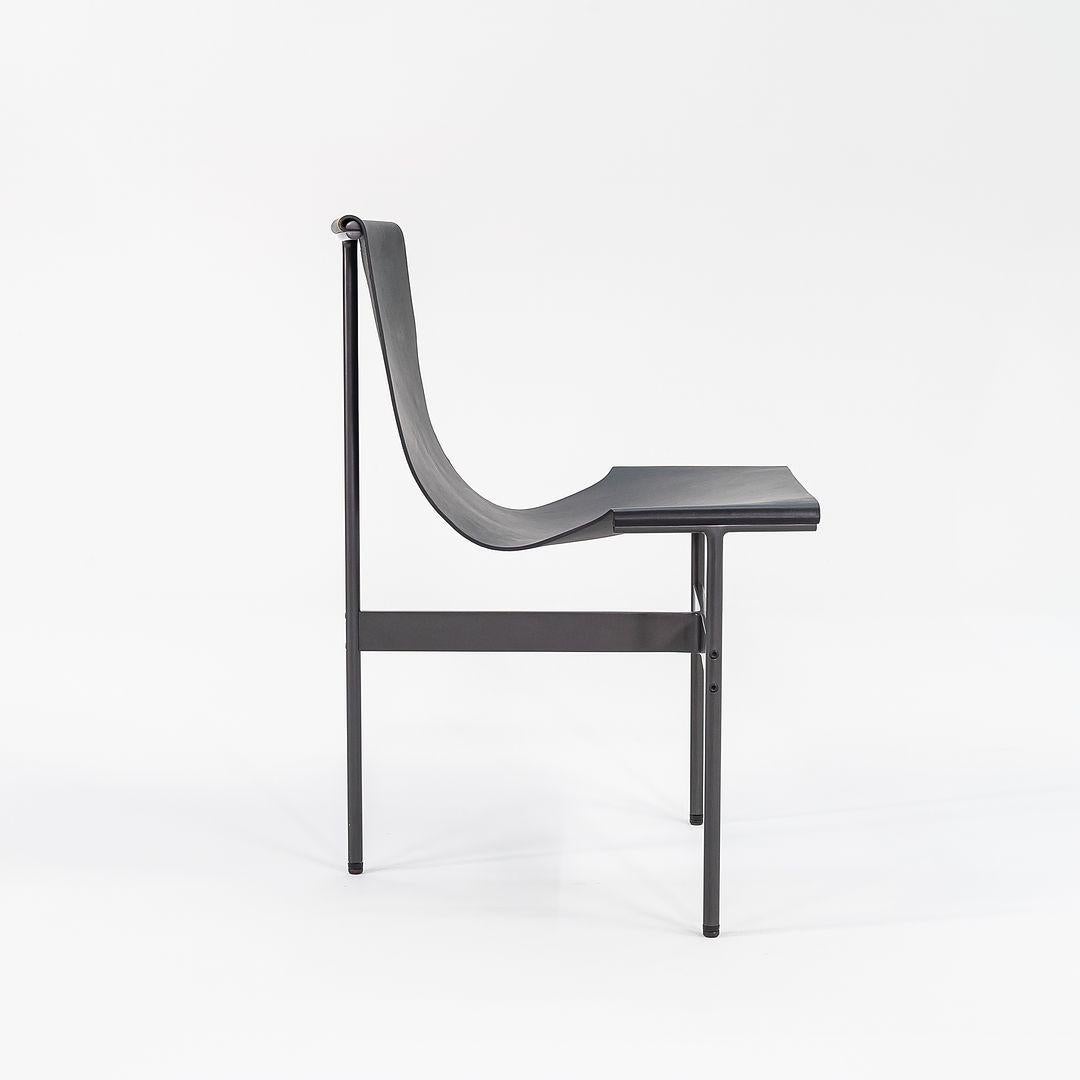 Contemporary TG-10 Sling Dining Chair in Black Leather with Blackened Frame Laverne For Sale
