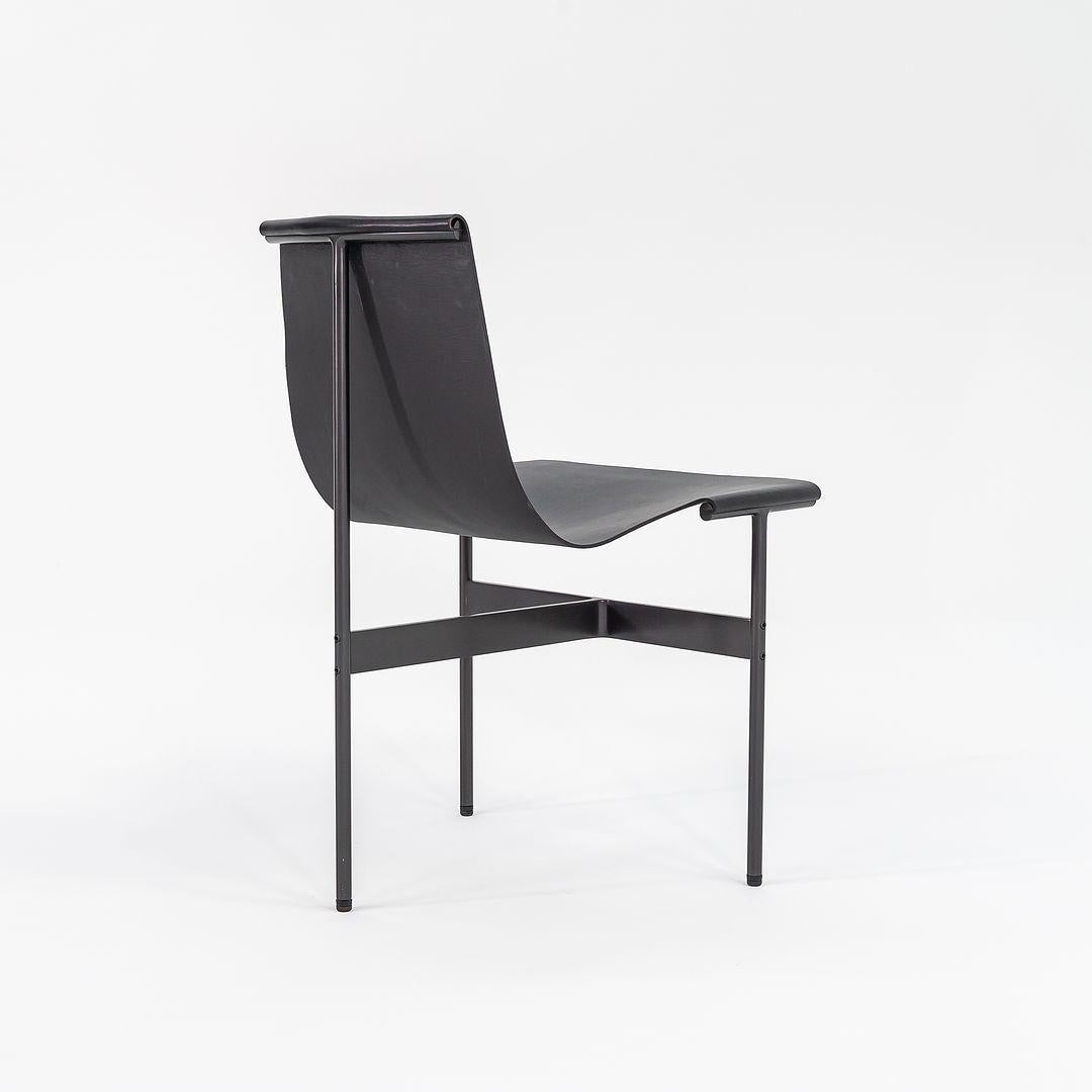 Steel TG-10 Sling Dining Chair in Black Leather with Blackened Frame Laverne For Sale