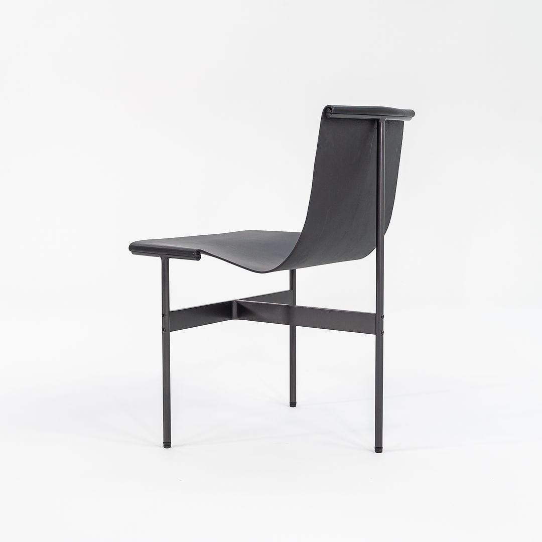 TG-10 Sling Dining Chair in Black Leather with Blackened Frame Laverne For Sale 1