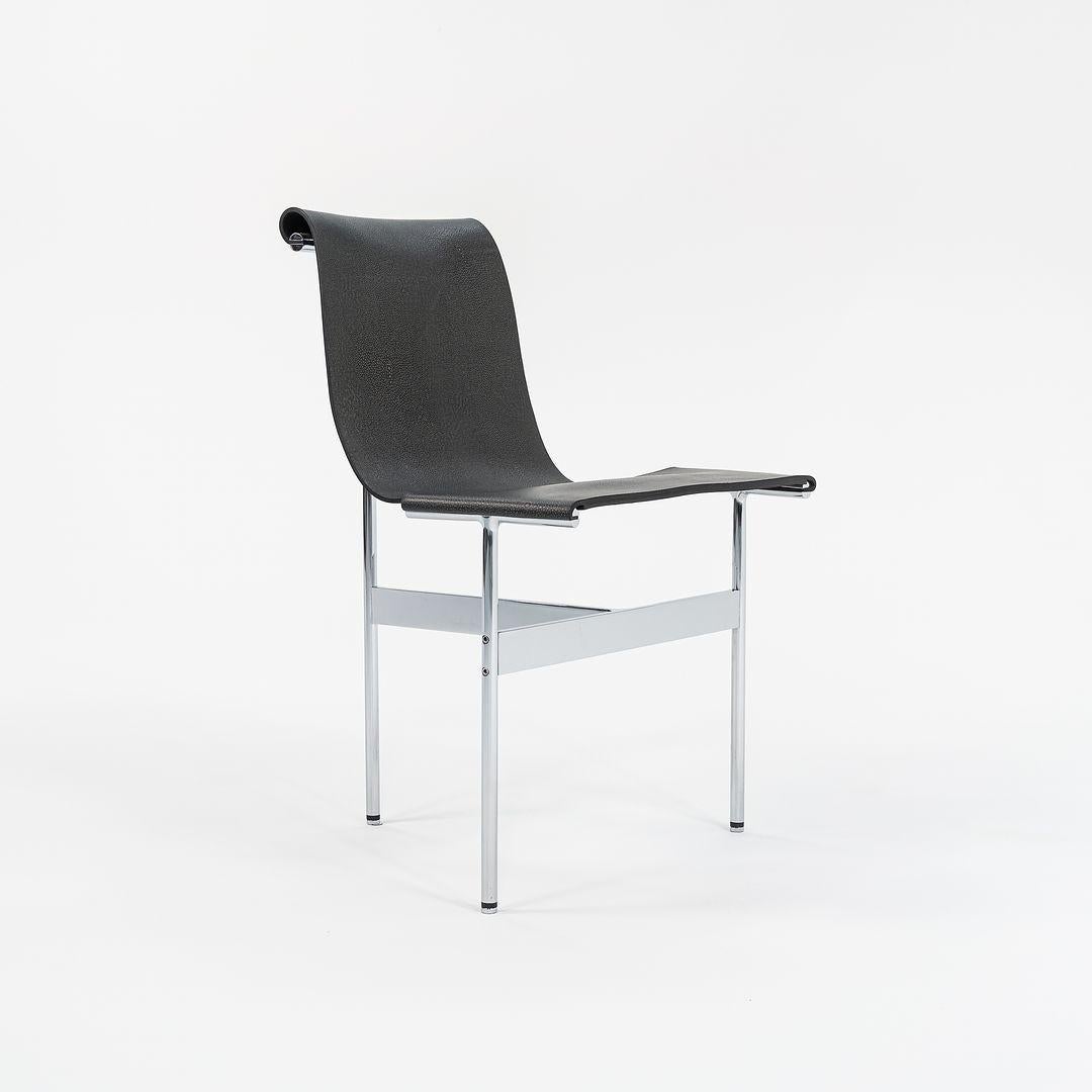 Contemporary TG-10 Sling Dining Chair in Black Speckled Leather with Chrome Frame For Sale