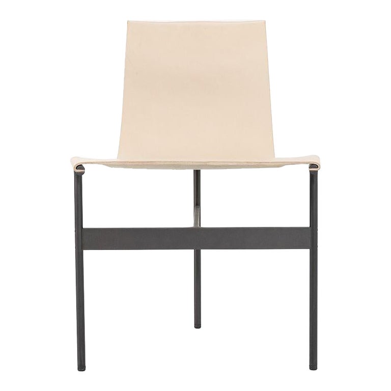 Sedia da pranzo con imbracatura TG-10 in pelle crema Doral con struttura annerita