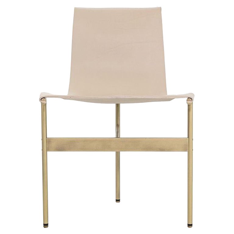 Sedia da pranzo con imbracatura TG-10 in crema Doral con struttura in bronzo antico chiaro