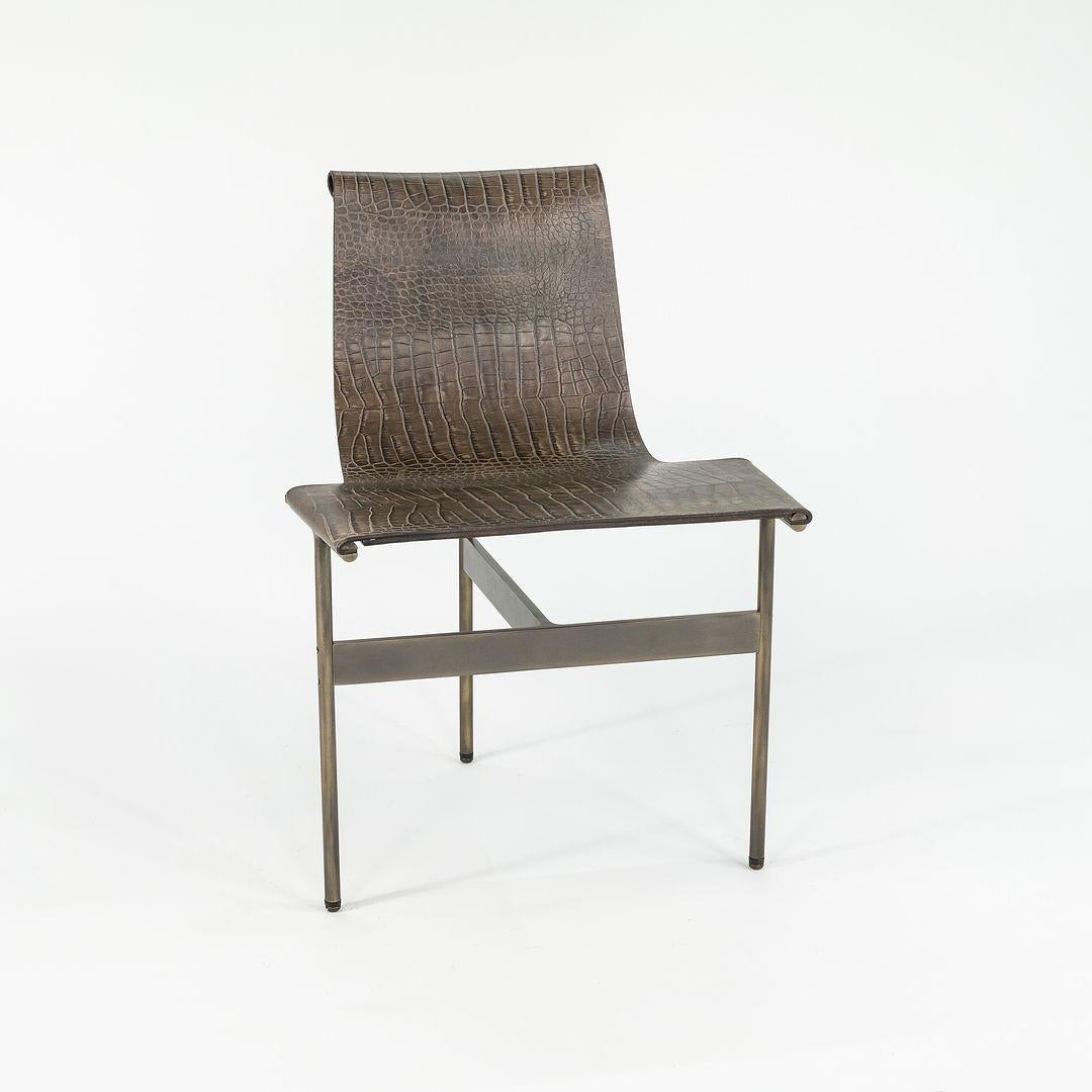 Modern TG-10 Sling Dining Chair in Faux Crocodile Leather w/ Antique Bronze Frame For Sale