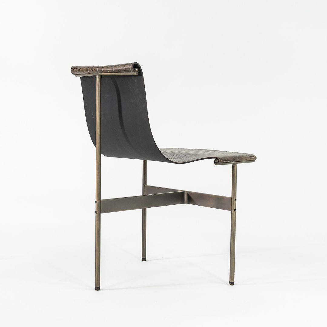 Contemporary TG-10 Sling Dining Chair in Faux Crocodile Leather w/ Antique Bronze Frame For Sale