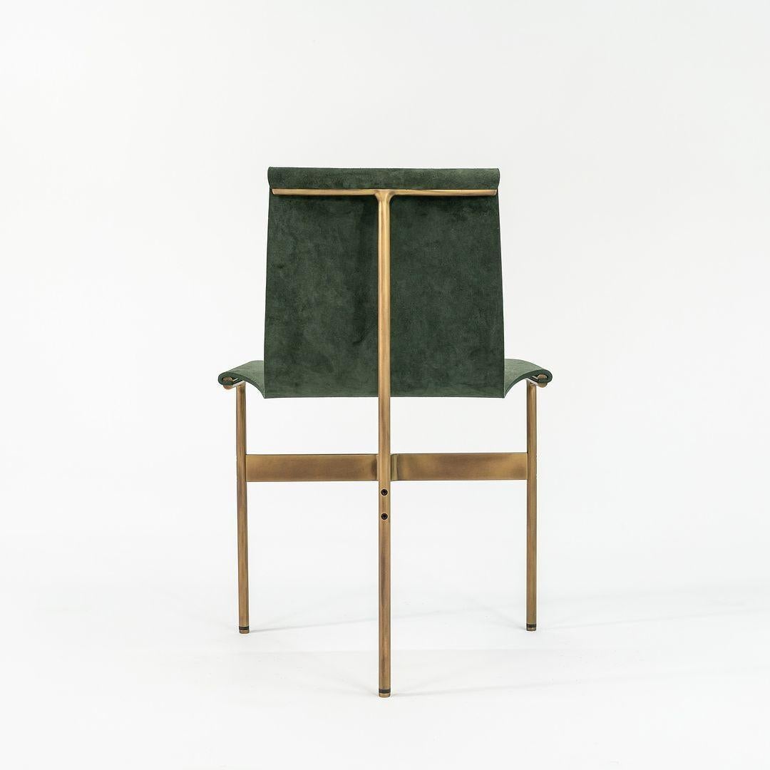 TG-10 Sling Dining Chair in Green Suede with Light Antique Bronze Frame For Sale 4