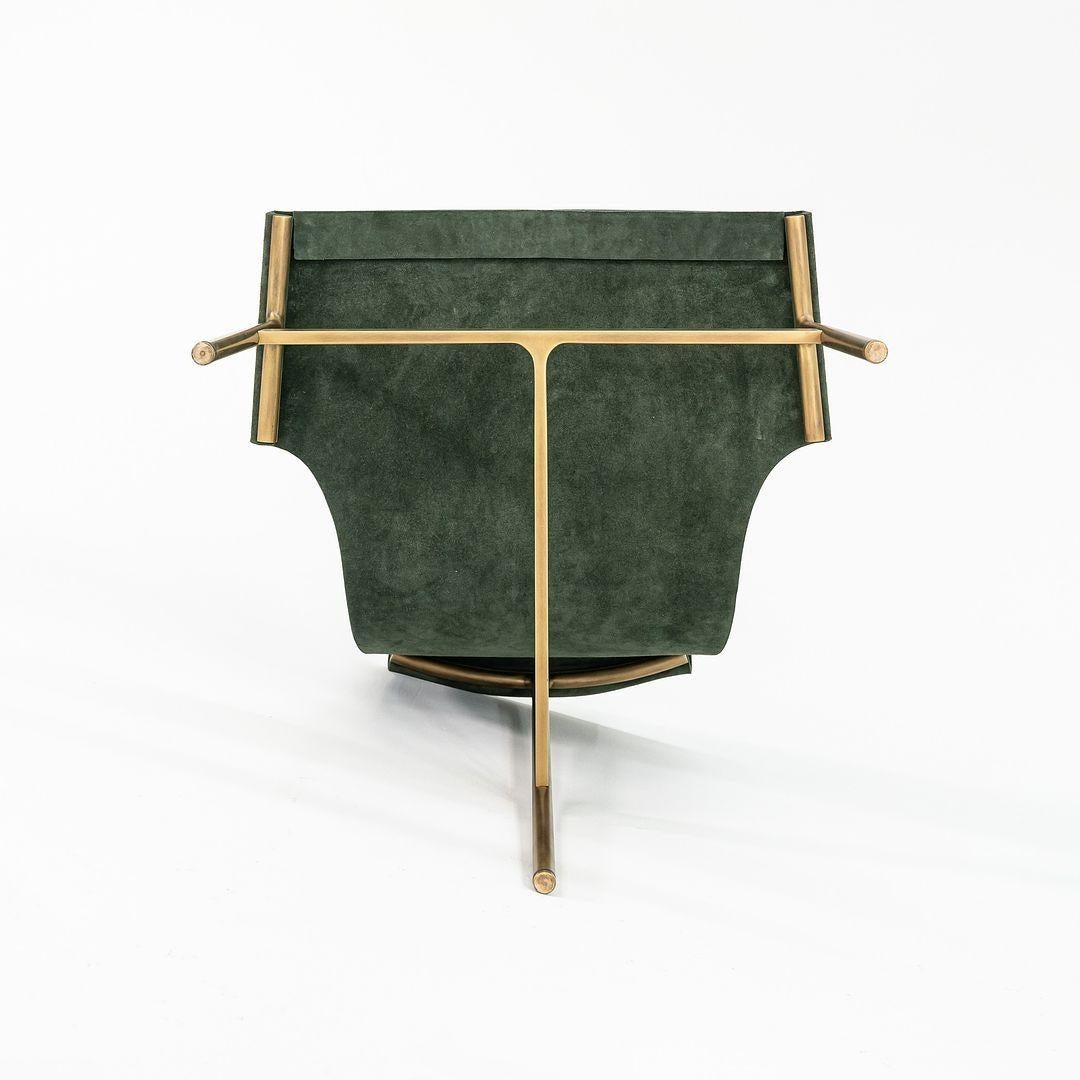 TG-10 Sling Dining Chair in Green Suede with Light Antique Bronze Frame 5