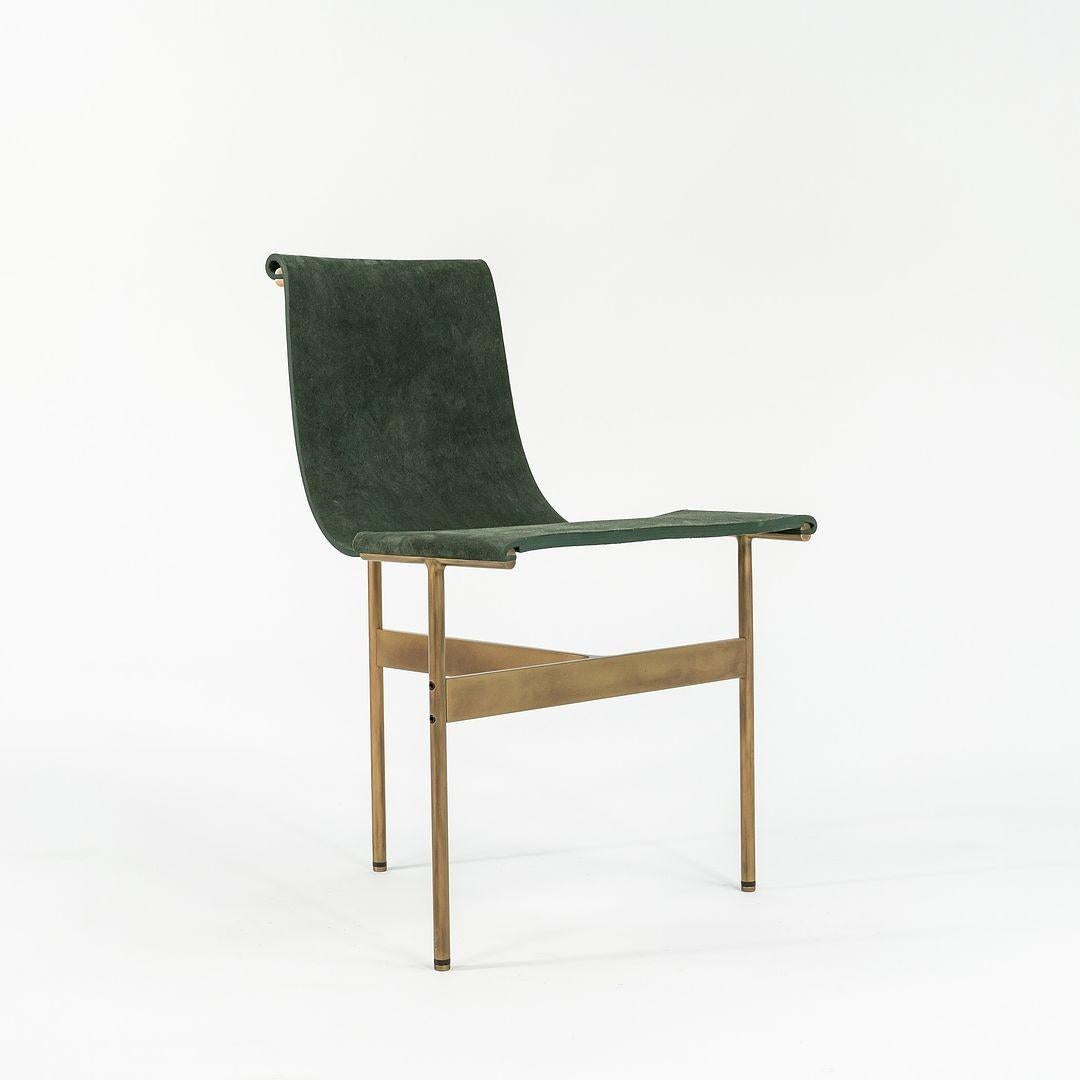 American TG-10 Sling Dining Chair in Green Suede with Light Antique Bronze Frame For Sale