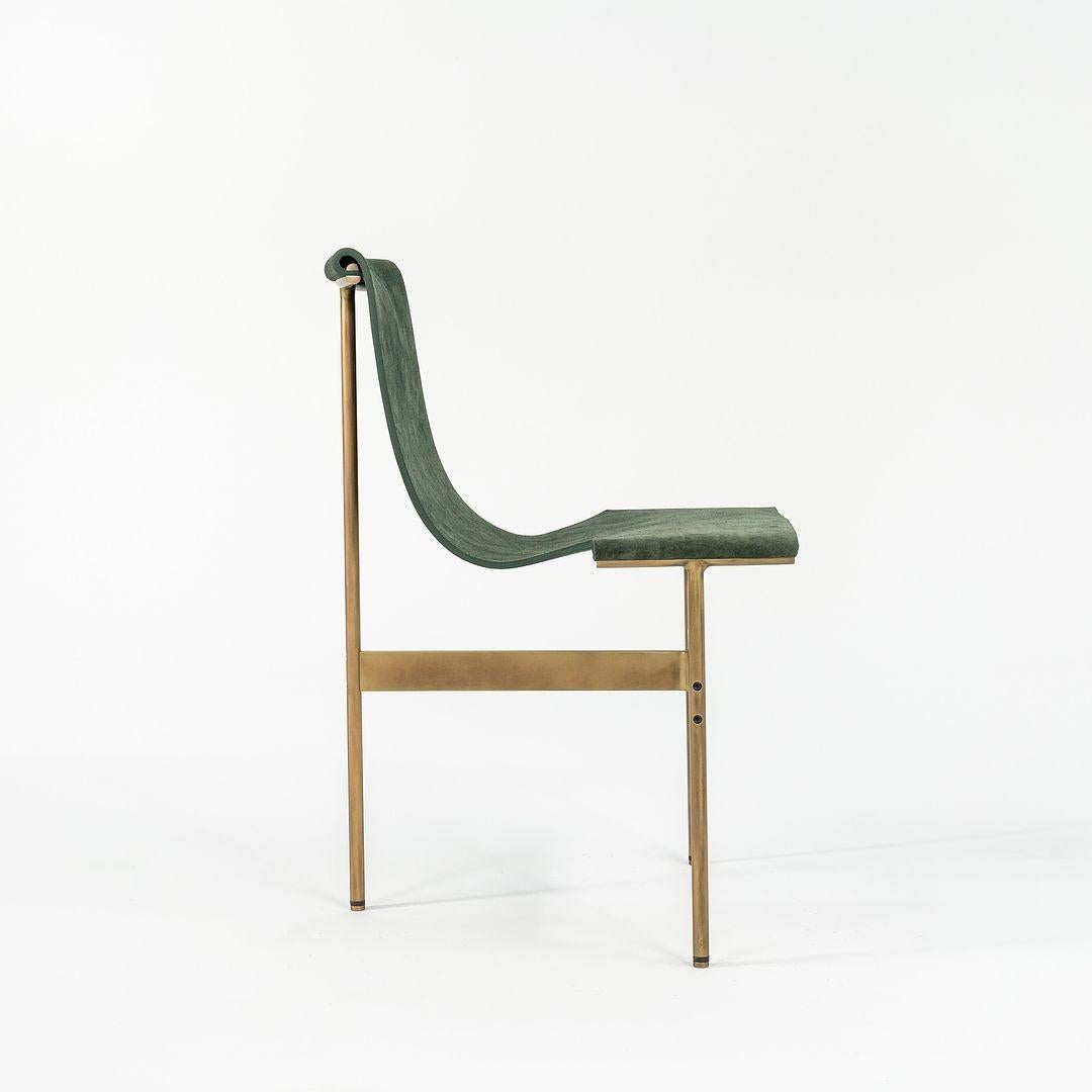 Contemporary TG-10 Sling Dining Chair in Green Suede with Light Antique Bronze Frame For Sale