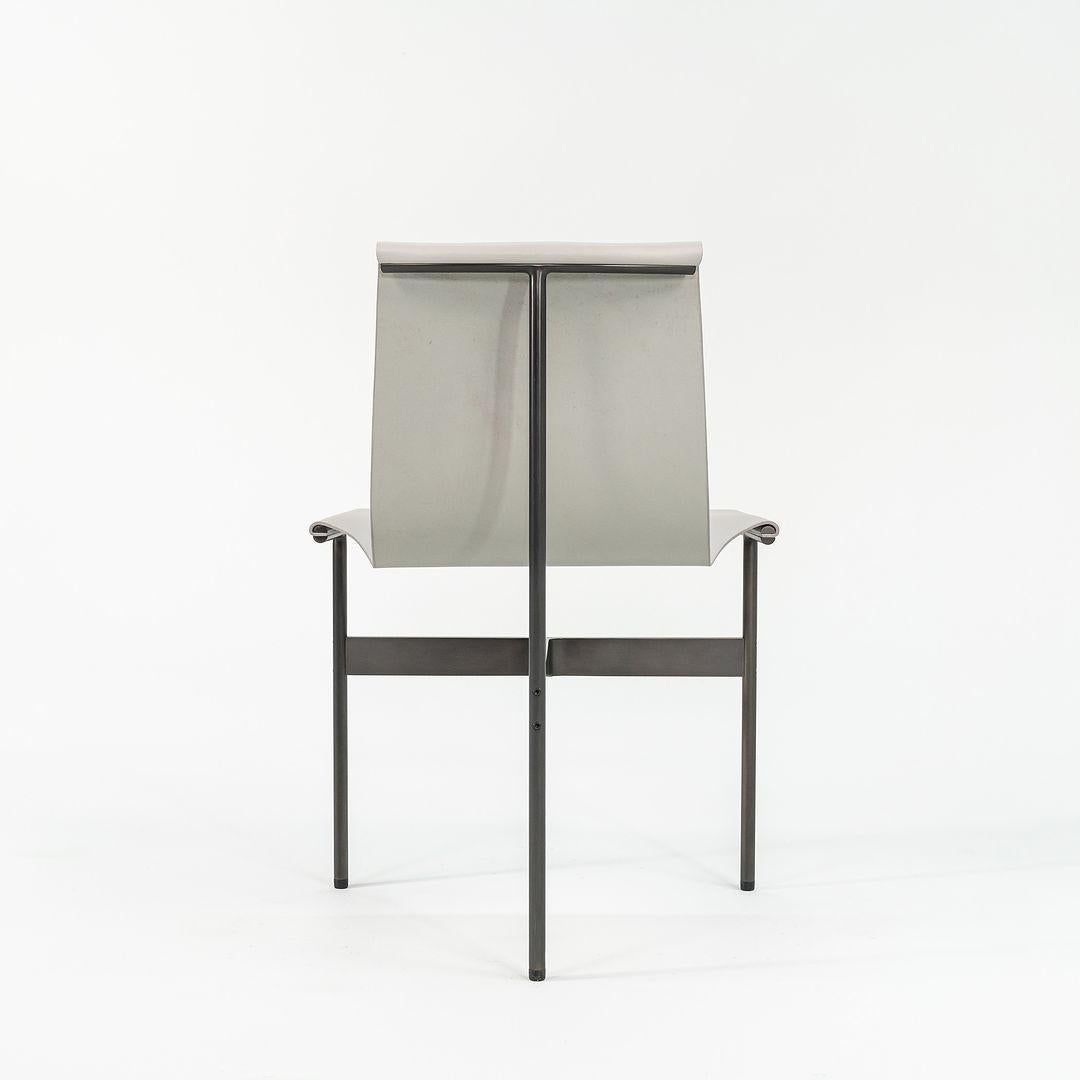 TG-10 Sling Dining Chair in Smoke Grey Leather with Blackened Frame For Sale 4