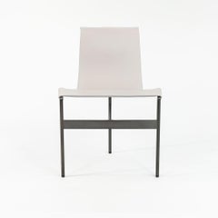 TG-10 Sling Dining Chair in Smoke Grey Leather with Blackened Frame