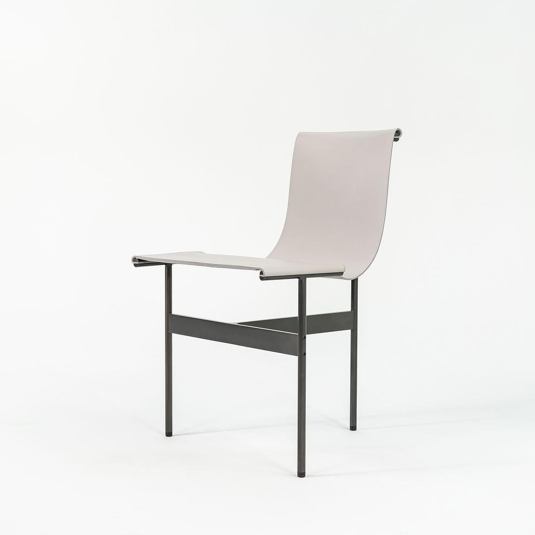 American TG-10 Sling Dining Chair in Smoke Grey Leather with Blackened Frame For Sale