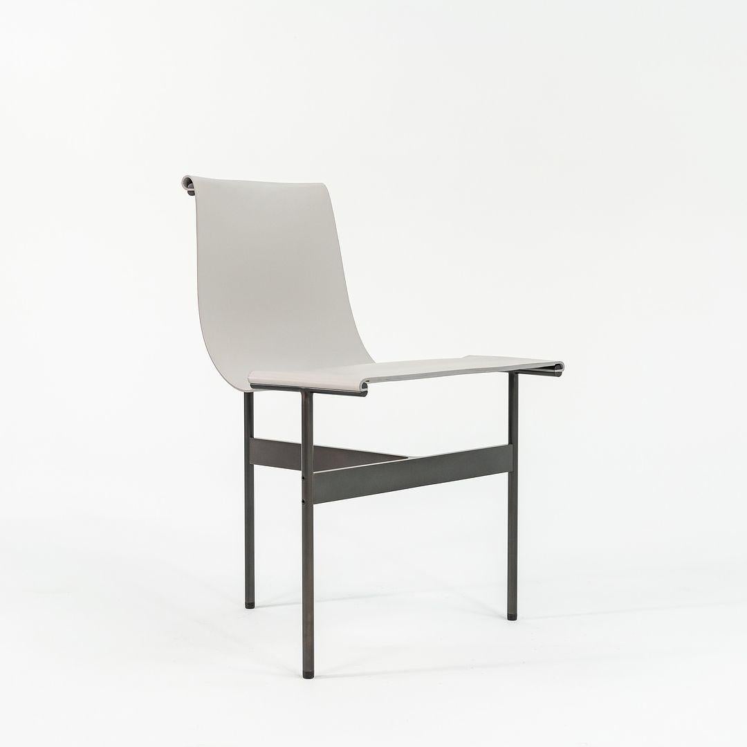 TG-10 Sling Dining Chair in Smoke Grey Leather with Blackened Frame In Good Condition For Sale In Philadelphia, PA