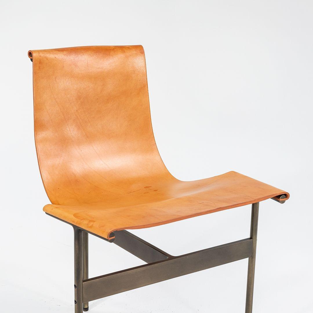 TG-10 Sling Dining Chair in Tan Leather with Medium Antique Bronze Frame 1