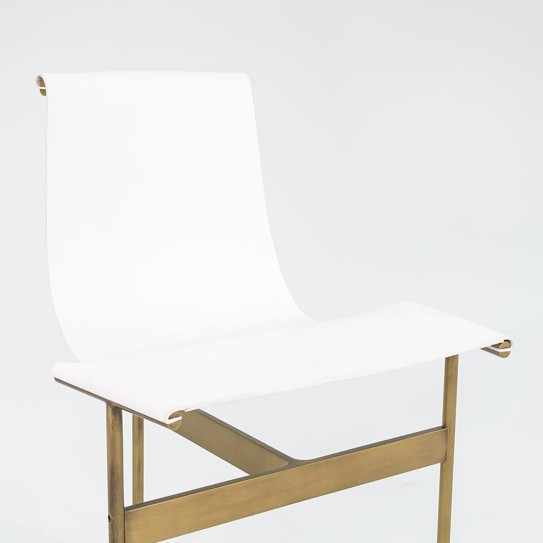 TG-10 Sling Dining Chair in White Leather with Light Antique Bronze Frame For Sale 2