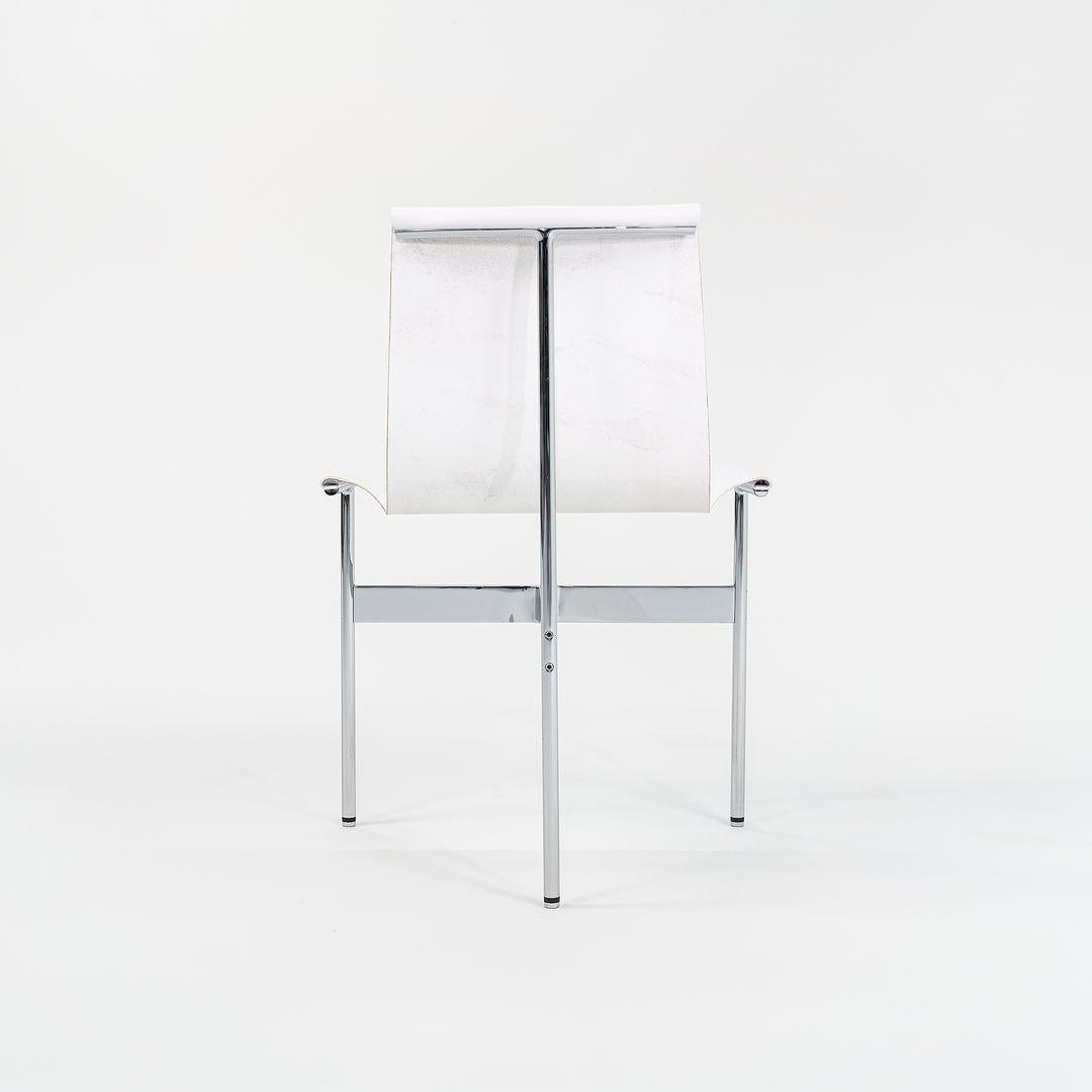 Chaise de salle à manger TG-10 en cuir blanc avec cadre chromé poli en vente 3