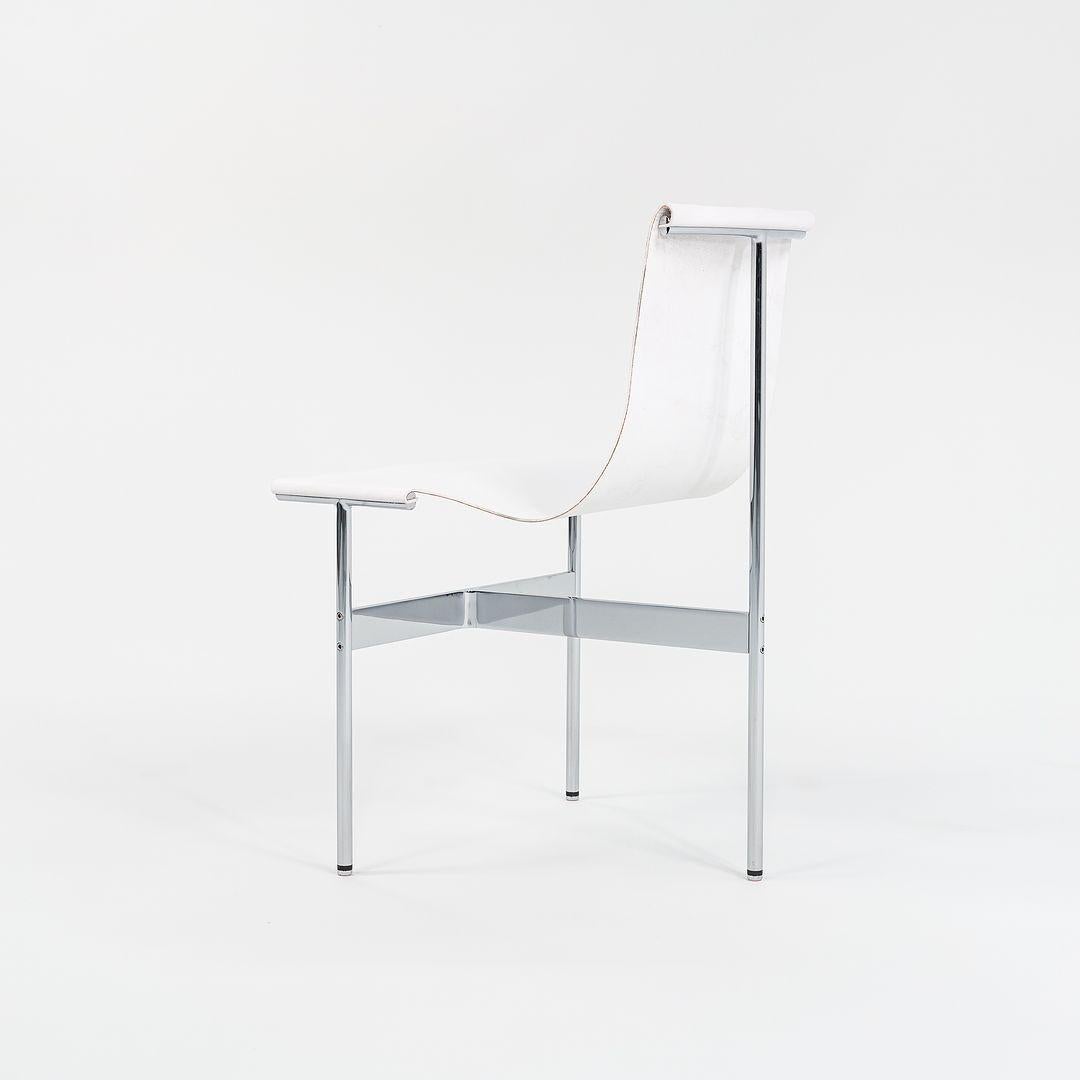 Contemporary TG-10 Sling Dining Chair in White Leather with Polished Chrome Frame For Sale