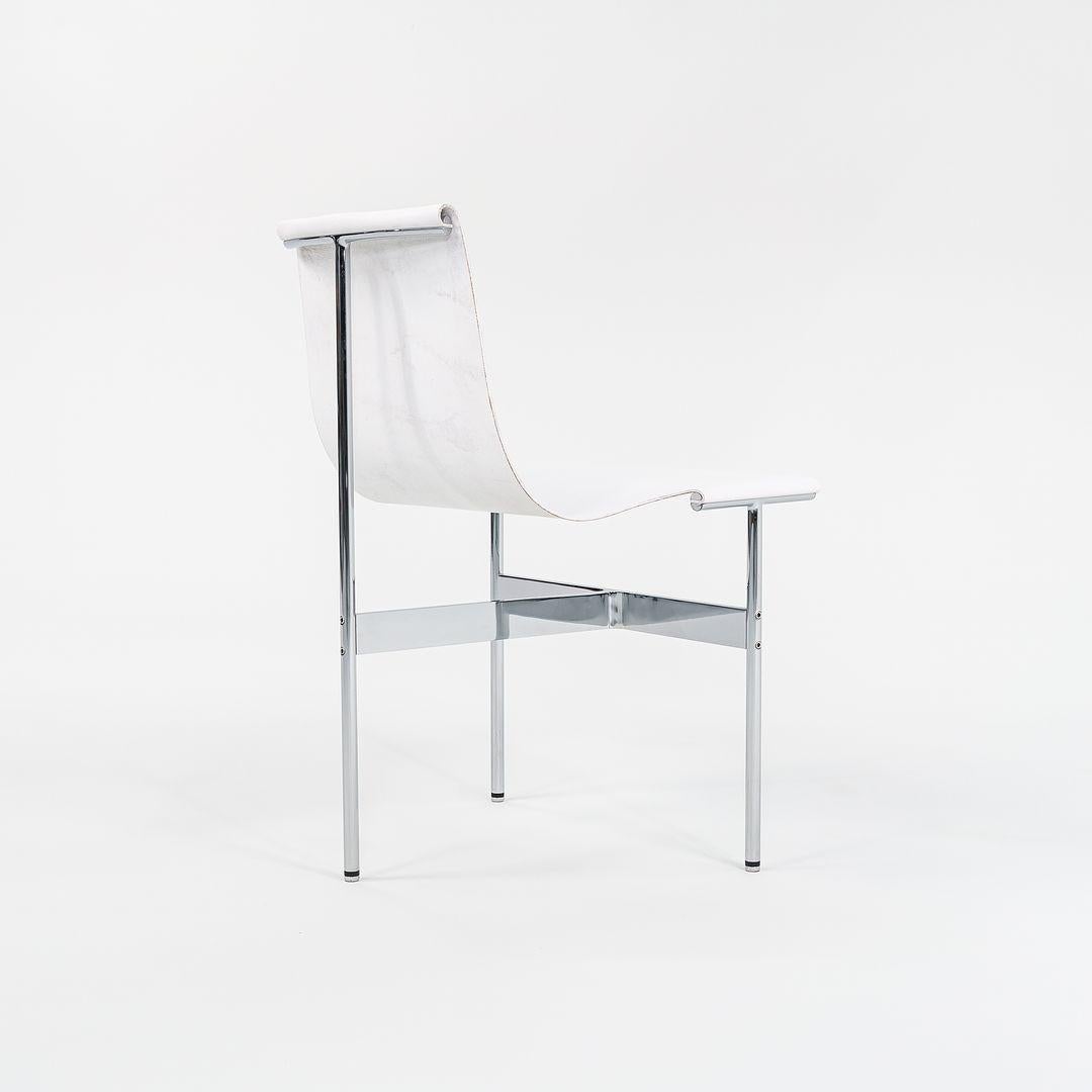 Acier Chaise de salle à manger TG-10 en cuir blanc avec cadre chromé poli en vente