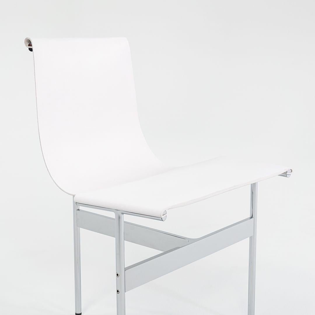 Chaise de salle à manger TG-10 en cuir blanc avec cadre chromé poli en vente 1