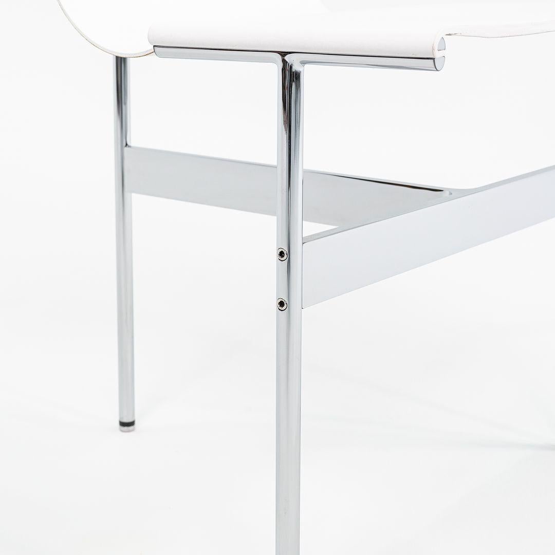 Chaise de salle à manger TG-10 en cuir blanc avec cadre chromé poli en vente 2