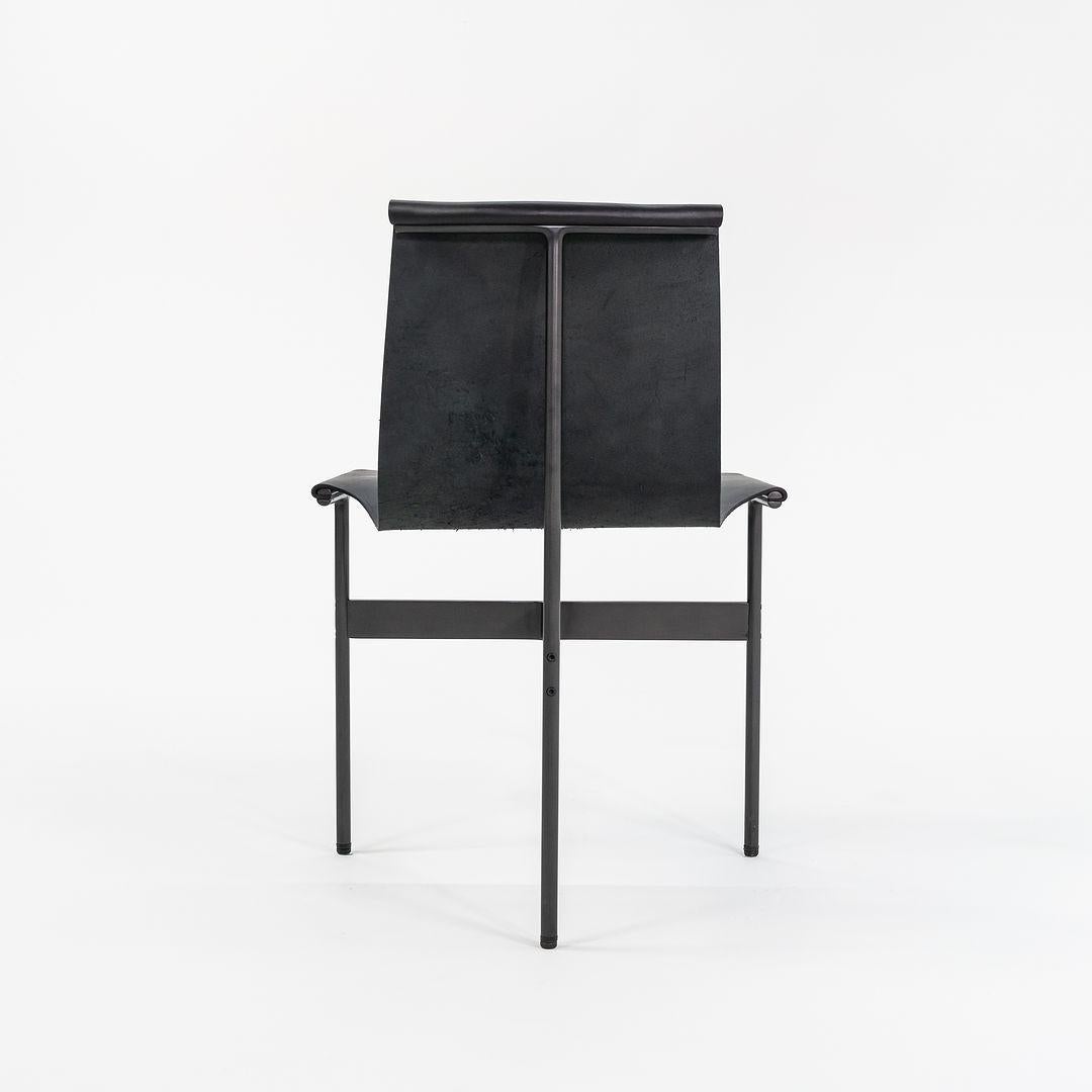 TG-10 Sling Dining Chairs in Black Leather with Blackened Frame For Sale 3