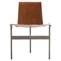 TG-10 Sling Esszimmerstühle aus braunem und weißem Haar mit Gestell aus mittelalterlicher Bronze