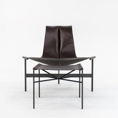 TG-15 Lounge Chair & TG-19 Ottoman Set in Dark Brown Leather w/ Blackened Frames