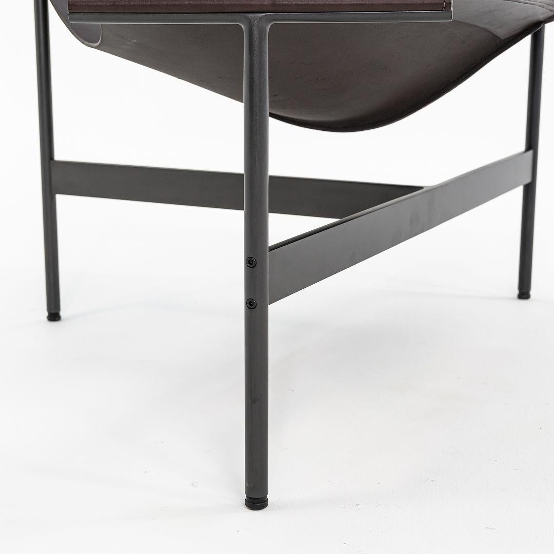 Contemporary TG-15 Lounge Chair & TG-19 Ottoman Set in Dark Brown Leather w/ Blackened Frames For Sale