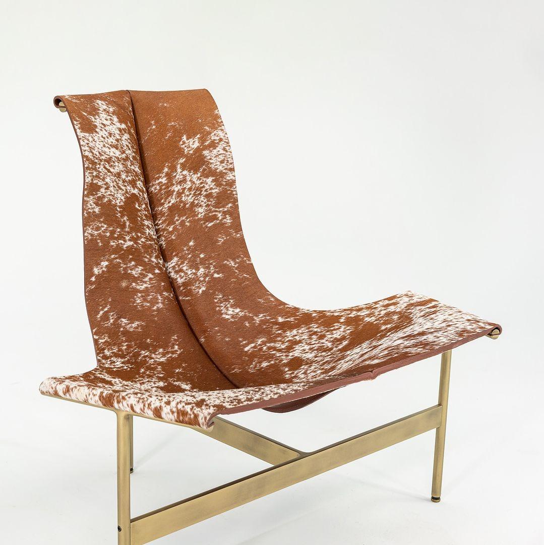 Modern TG-15 Sling Lounge Chair in Tan & White Speckled Hair on Hide w/ Frame For Sale