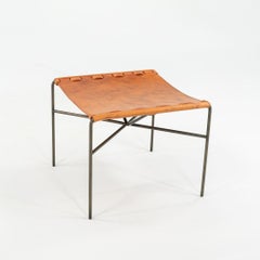 TG-19 Sling Ottoman in Antique Tan Leather with Medium Antique Bronze Frame