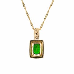 TG 2.25 Carat Green Tourmaline Yellow Gold Pendant Necklace