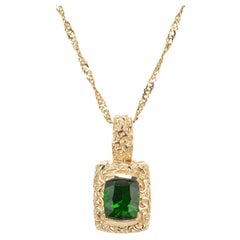 TG 2.25 Carat Green Tourmaline Yellow Gold Pendant Necklace