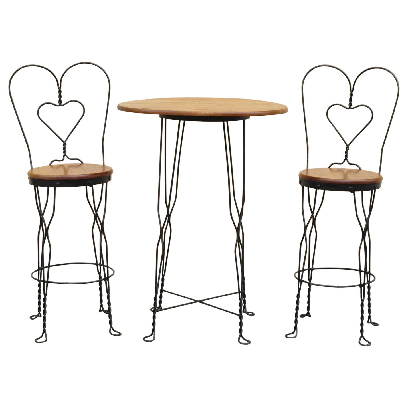 tg Ice Cream Parlor Bistro Dining Set Tall Table & Chairs Victorian - 3pc Set