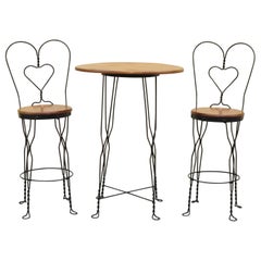 Used tg Ice Cream Parlor Bistro Dining Set Tall Table & Chairs Victorian - 3pc Set