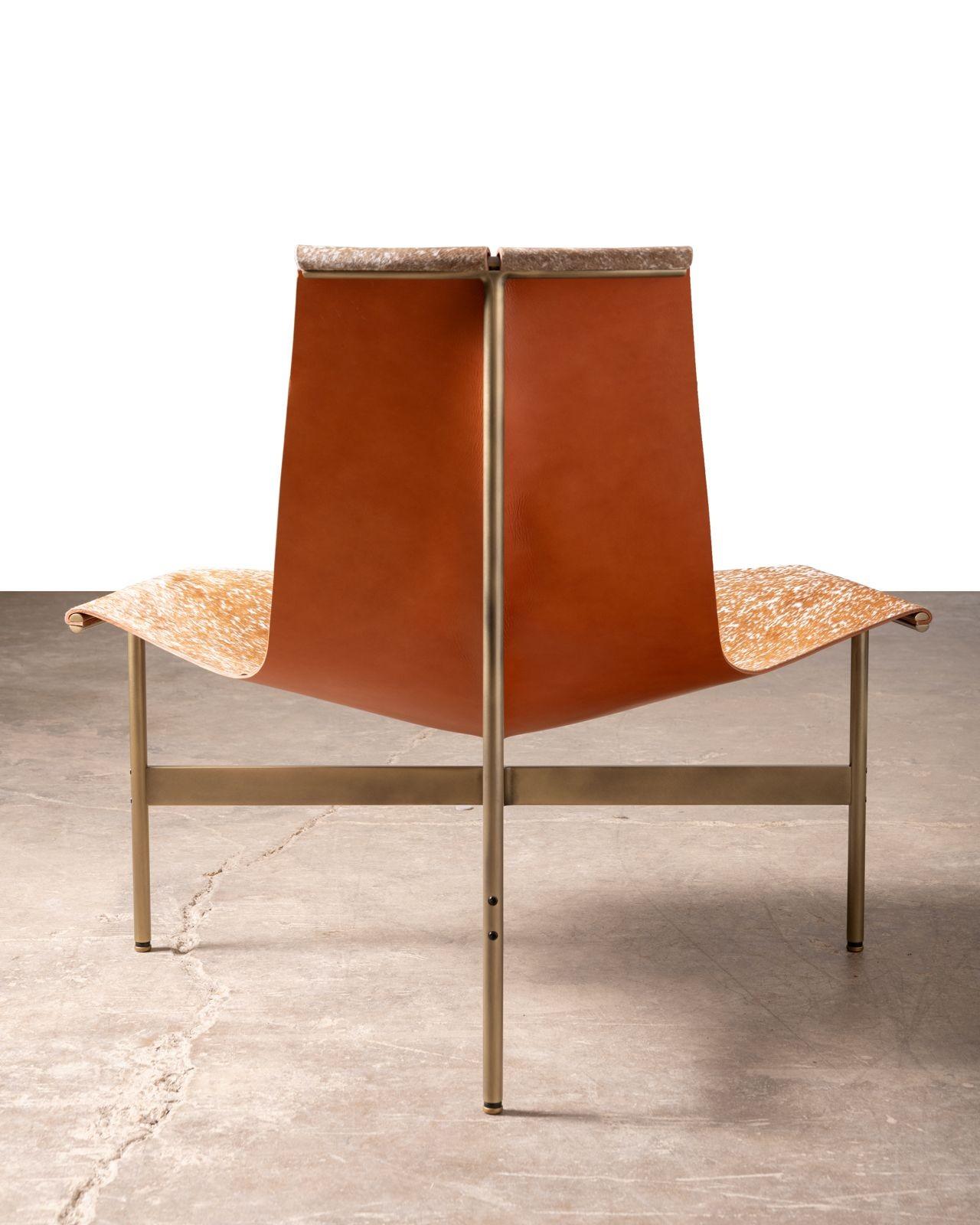'TH-15' Sling Lounge Chair in bronze & hair on hide by Katavolos Littell & Kelly In Good Condition For Sale In Dallas, TX