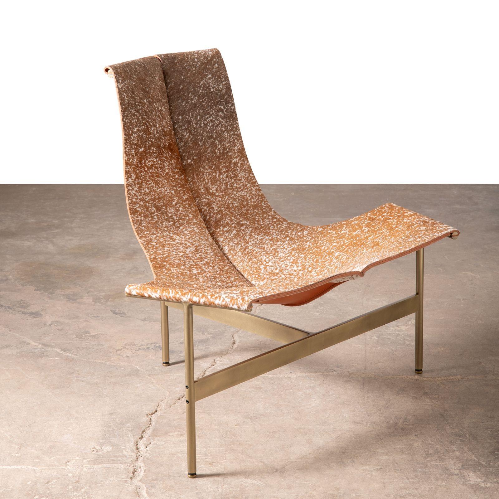 Contemporary 'TH-15' Sling Lounge Chair in bronze & hair on hide by Katavolos Littell & Kelly For Sale