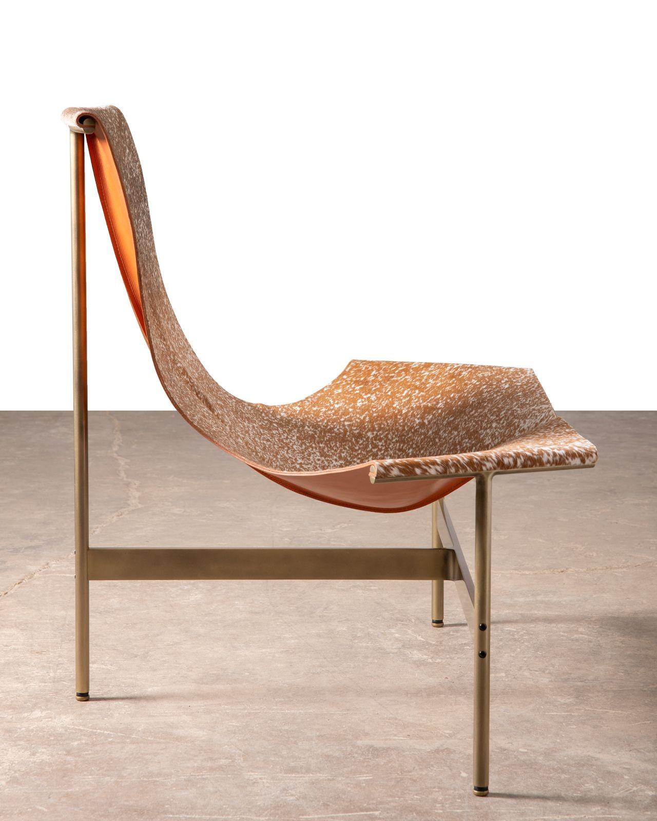 Bronze 'TH-15' Sling Lounge Chair in bronze & hair on hide by Katavolos Littell & Kelly For Sale