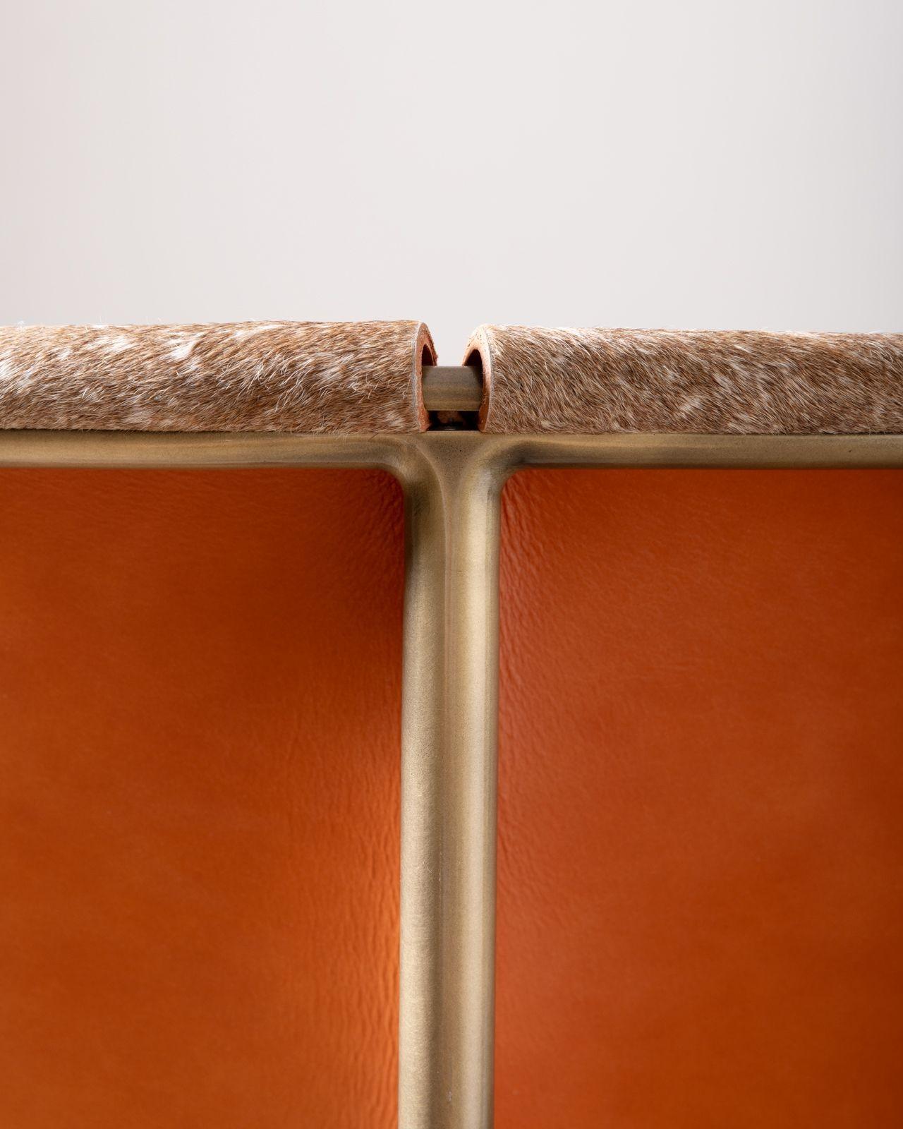 'TH-15' Sling Lounge Chair in bronze & hair on hide by Katavolos Littell & Kelly For Sale 2