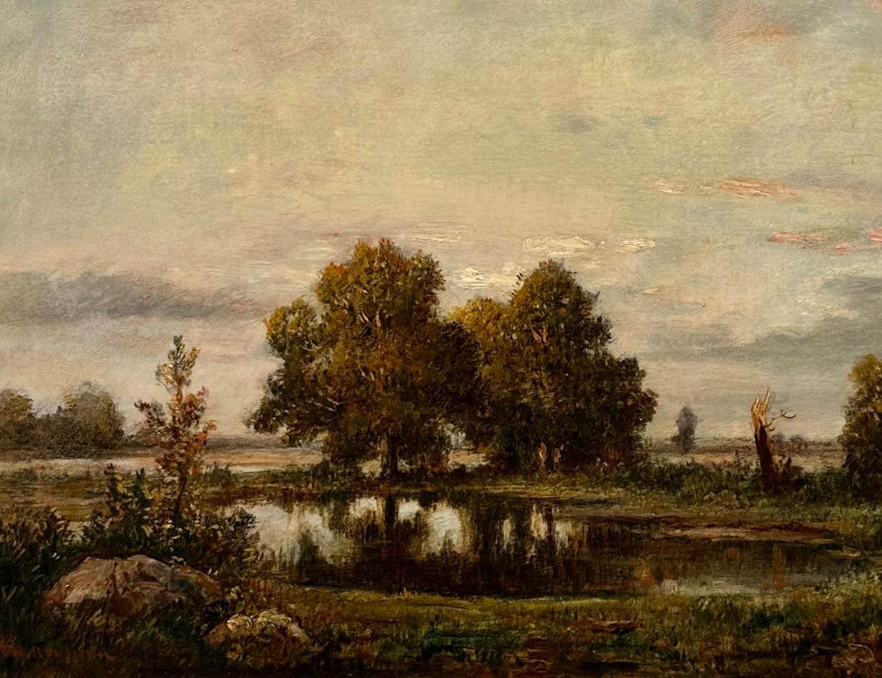 Mare en foret de Fountainebleau, Barbizon - Landscape Painting Marrón de Théodore Rousseau
