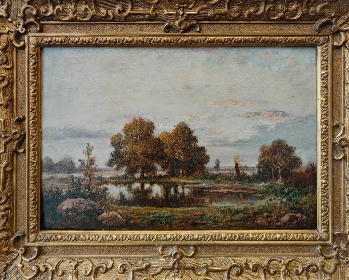 Théodore ROUSSEAU
Français, 1812- 1867
Mare en foret de Fountainbleau
Huile sur panneau
10 1/2 x 16 1/4 pouces (26,7 x 41,3 cm)
Encadré : 18 1/2 x 23 1/2 pouces (47 x 59.7 cm.)
Signé en bas à gauche : ROUSSEAU
Daté d'environ 1845

Provenance