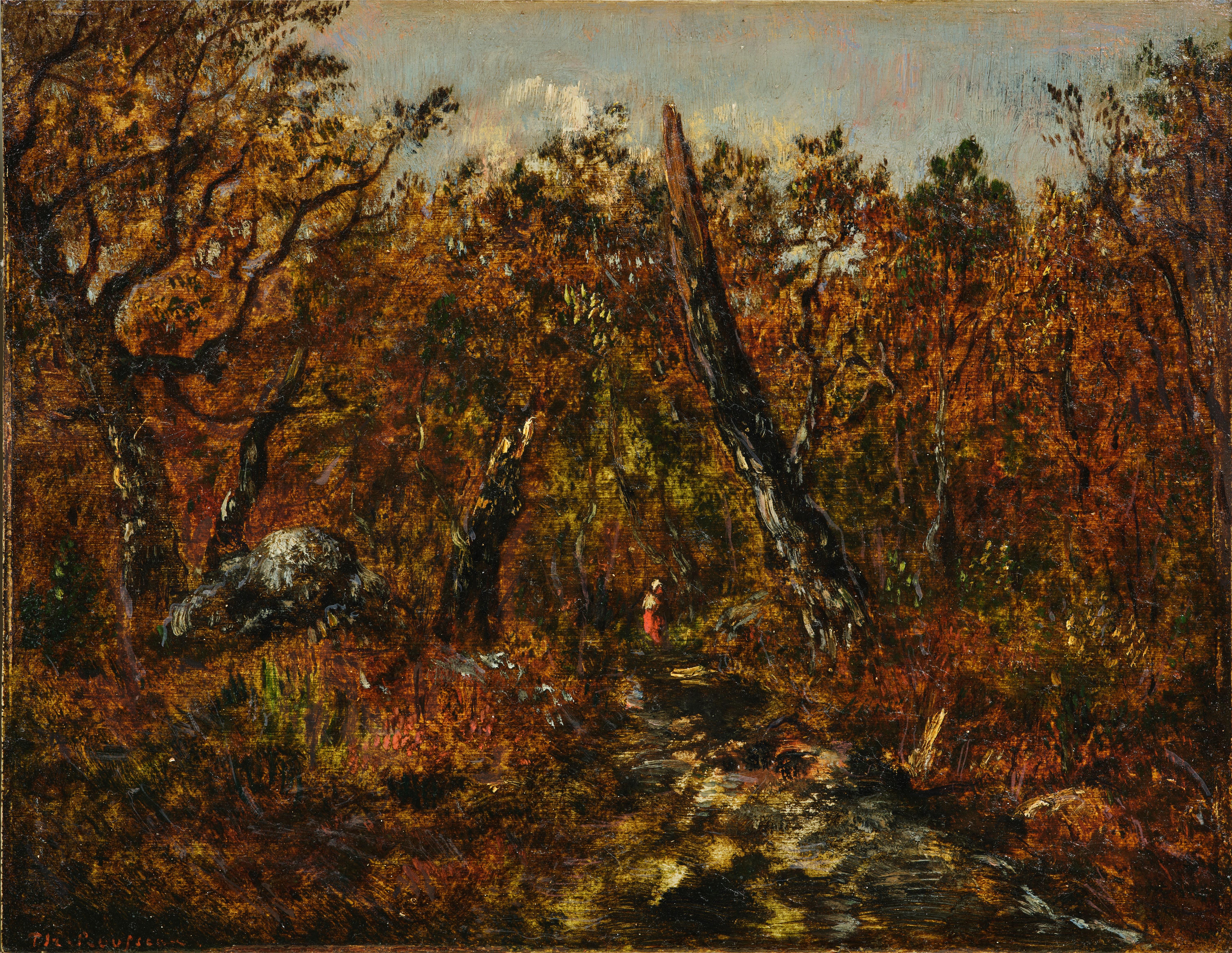 Sonnenuntergang, ein emblematisches Gemälde von Théodore Rousseau, inspiriert von Barbizon  im Angebot 1