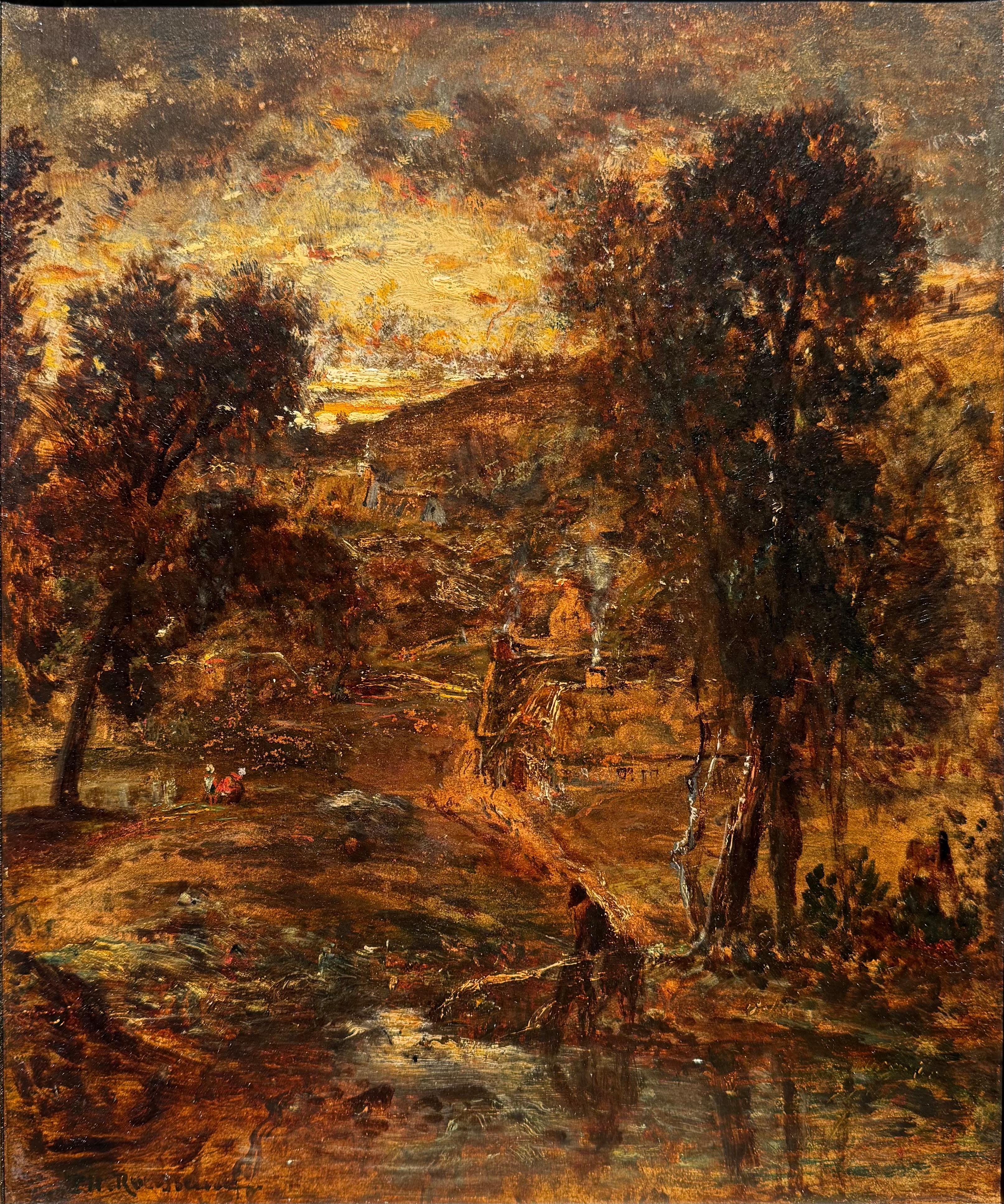 Theodore Rousseau COUCHE De Solei Ölgemälde (Braun), Landscape Painting, von Théodore Rousseau