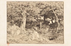 Chenes de Roche II, Impressionist Etching by Théodore Rousseau