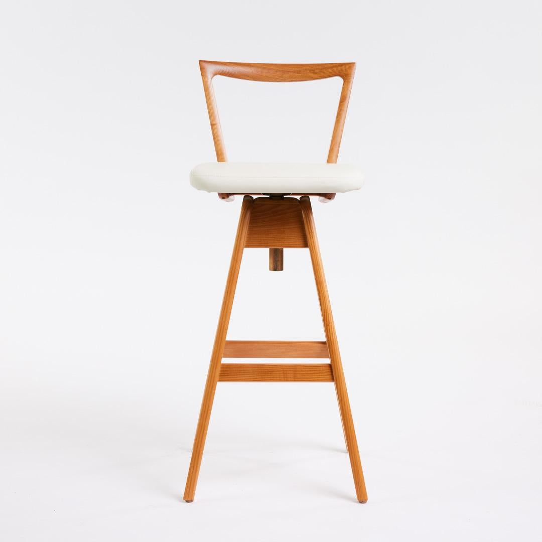 Hand-Crafted TH Brown Danish Bar Stool in Ash Teak Finish- Australian Iconic Designer Piece  For Sale