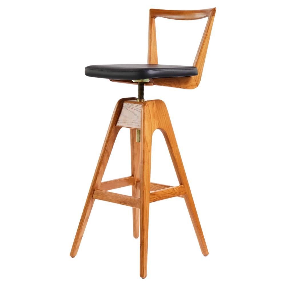 TH Brown Danish Bar Stool in Ash Teak Finish- Australian Iconic Designer Piece  For Sale