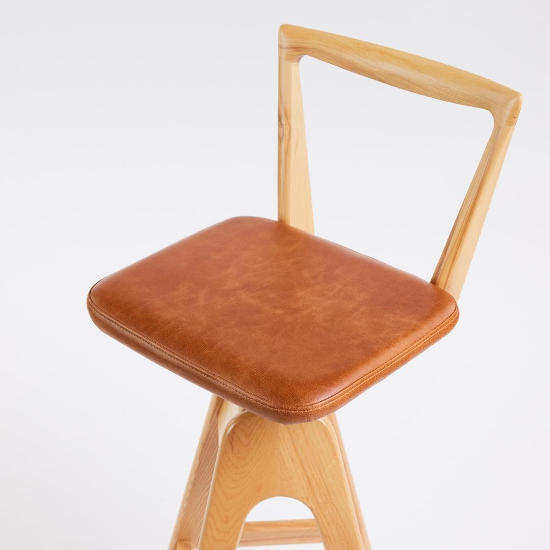 Hand-Crafted TH Brown Danish Bar Stool in Clear Ash, Australian Iconic Designer Piece For Sale
