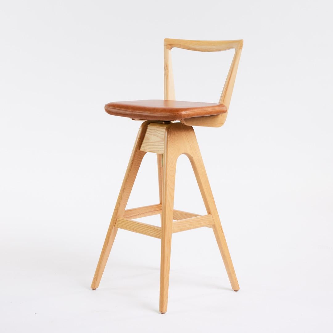 TH Brown Danish Bar Stool in Clear Ash, Australian Iconic Designer Piece For Sale 1