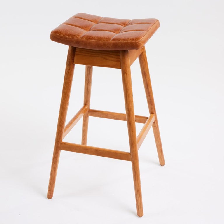 TH Brown Martelle Bar Stool in Ash Teak Finish Australian Iconic