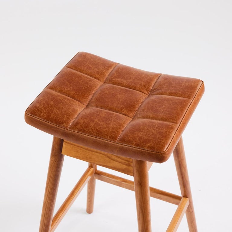 TH Brown Martelle Bar Stool in Ash Teak Finish Australian Iconic